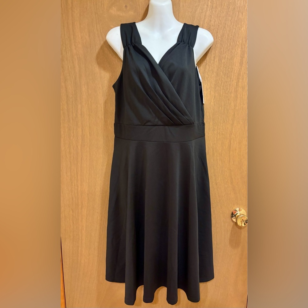 NWT Grace Karin Black Fit-and-Flare Wrap V Neck Cocktail Party Dress Large - Picture 5 of 8